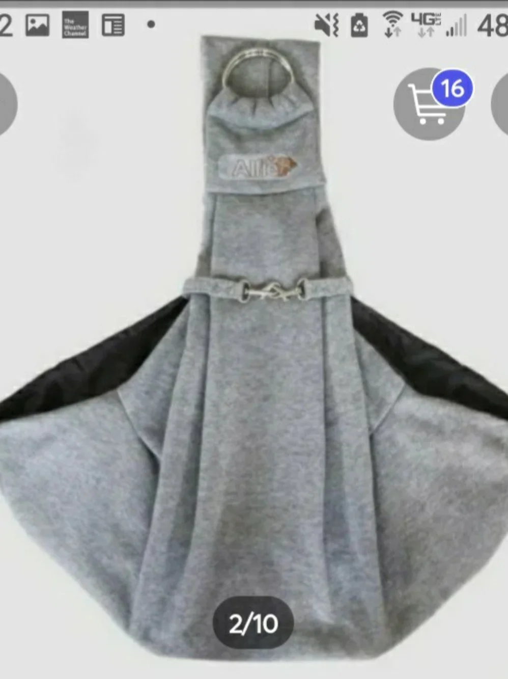 Alfie Soft Gray Sling Carrier for Small Pets